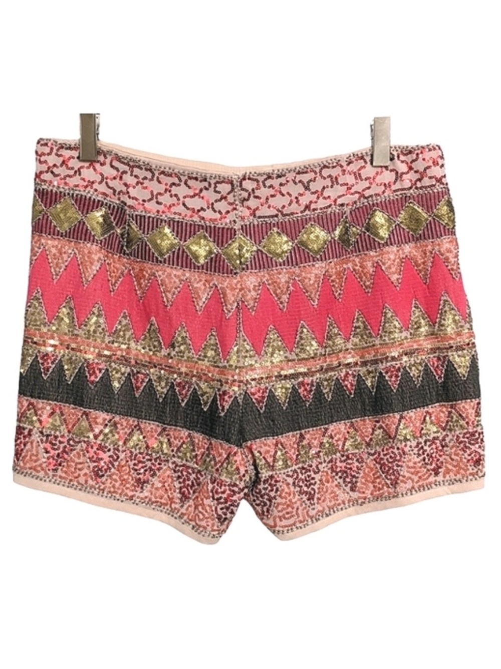 Primrose Coral Sequin Embroidered Shorts